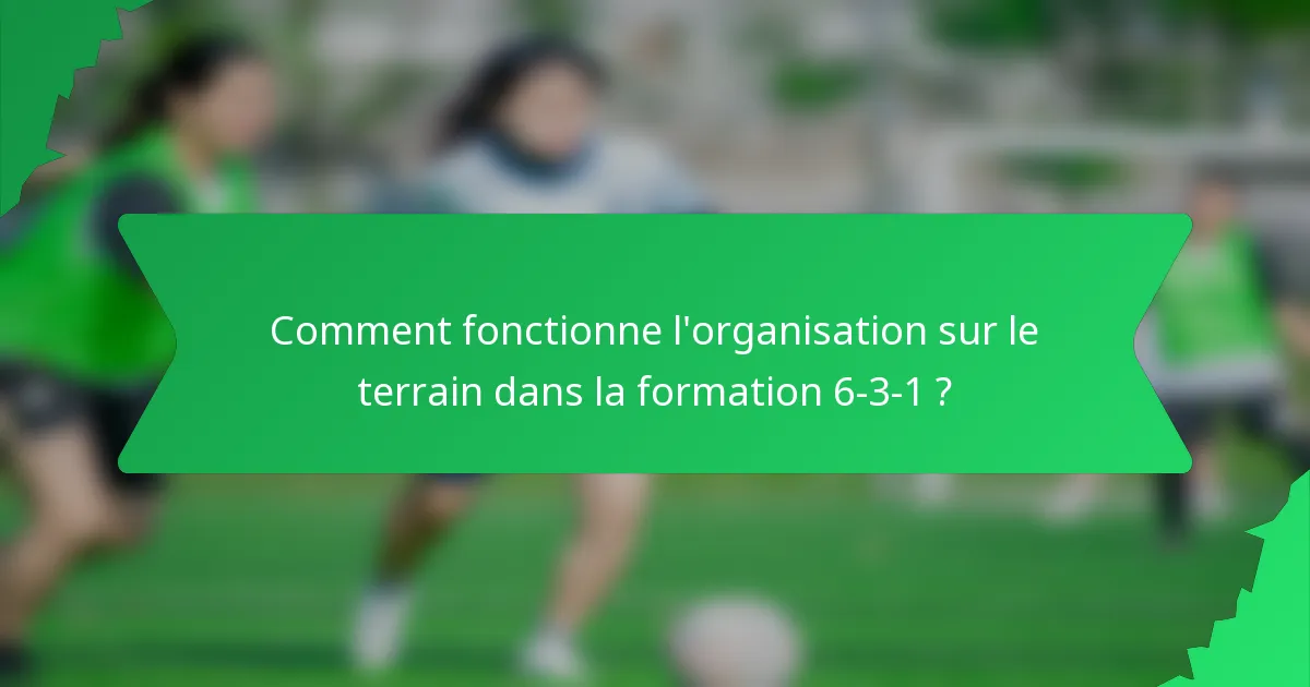Comment fonctionne l'organisation sur le terrain dans la formation 6-3-1 ?