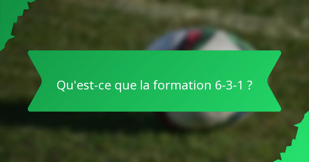Qu'est-ce que la formation 6-3-1 ?